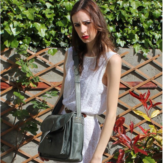 Satchel Single Buckle Charcoal Leather